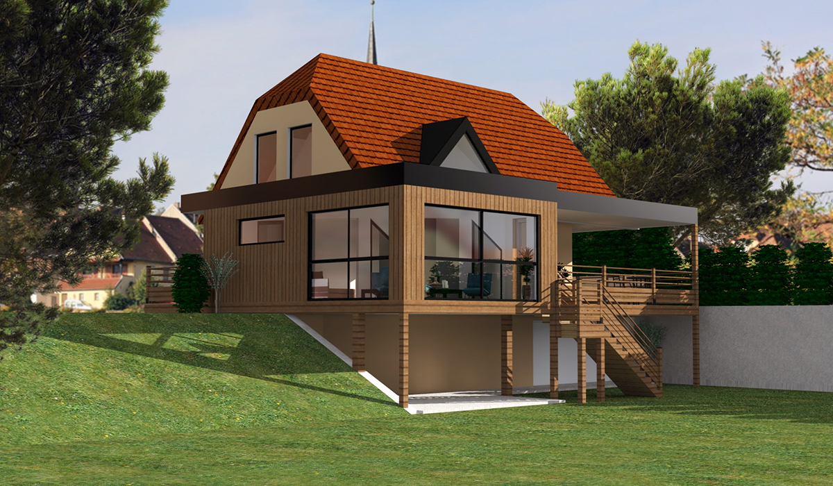 Projet extension ossature bois Vogelingshoffen